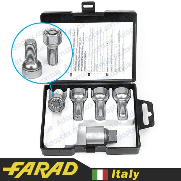 FARAD STARLOCK | Болти секретки М14x1.5x27 Сфера R13 Кільце, що обертається Ключ 17 (для оригінальних дисків)